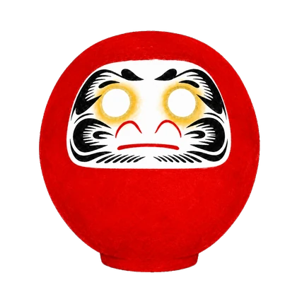 眉髭を描いた赤いだるま